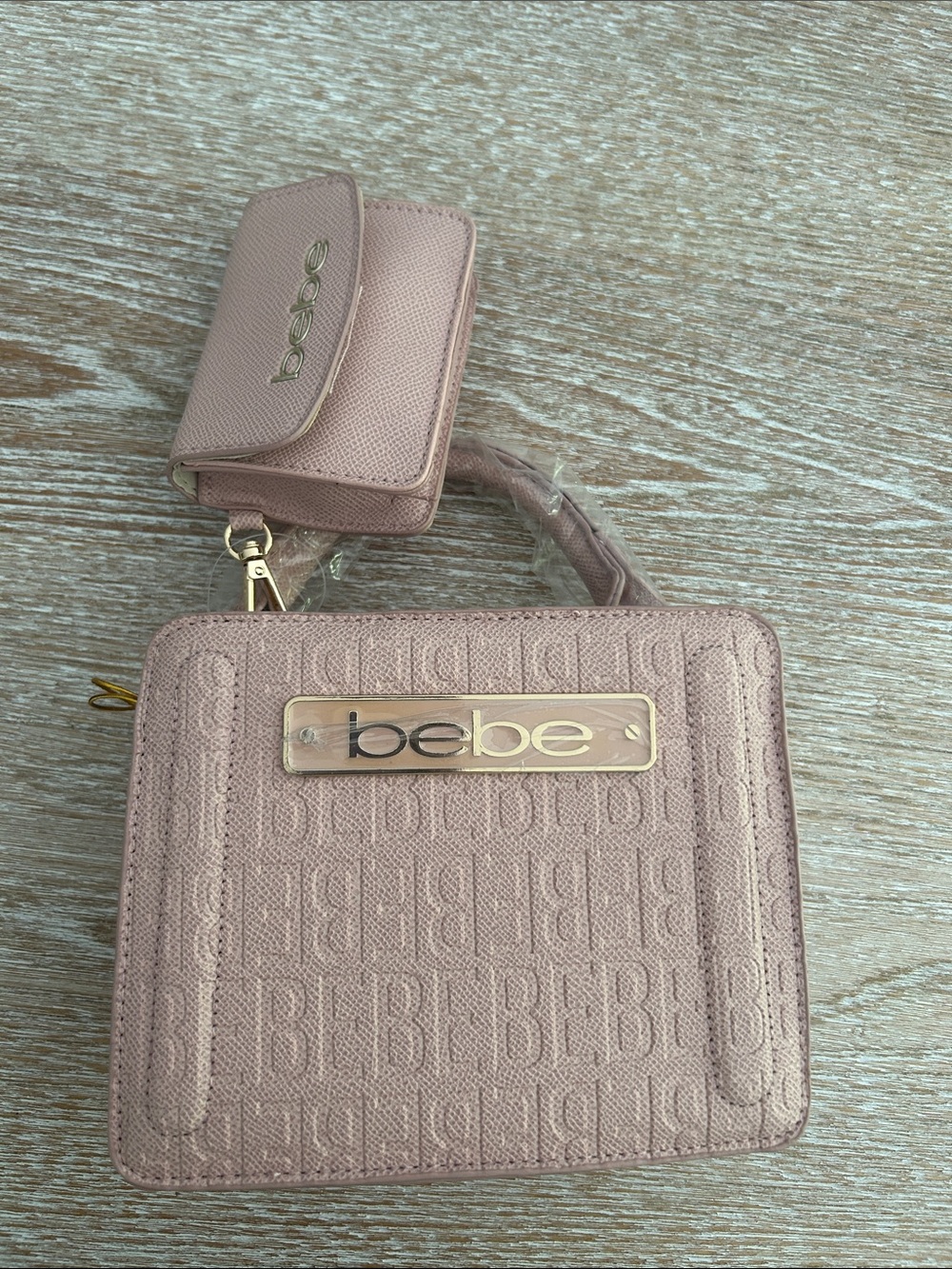 bebe Quilted Top-Handle Crossbody Bag in Dusty Pink